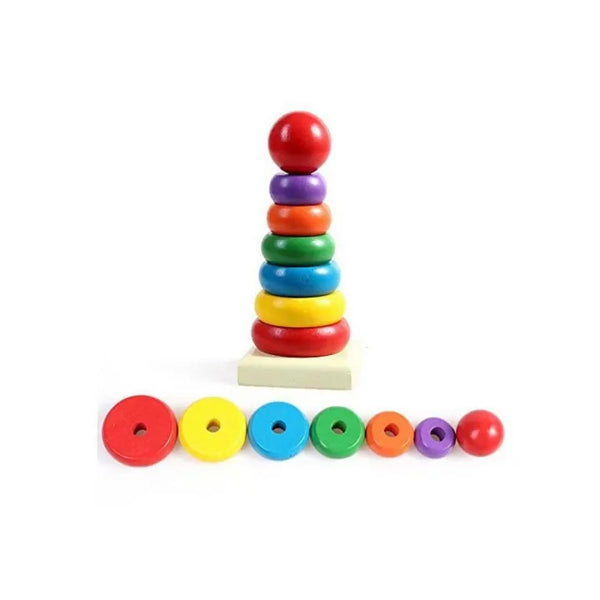 Wooden rainbow ring Tower | Wooden Stack Toy Rainbow Tower |Educational Toys
