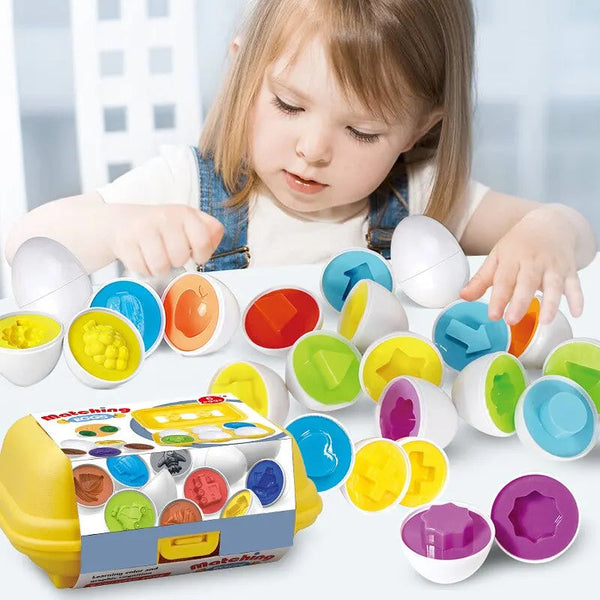 Enlightenment Matching Eggs - Shape and Color Pairing Toy (12 Pcs)