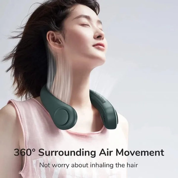 Portable Neck Fan, Hands Free "Hands-Free Bladeless Fan: 360° Cooling Personal Portable Neck Fan - Rechargeable and Convenient