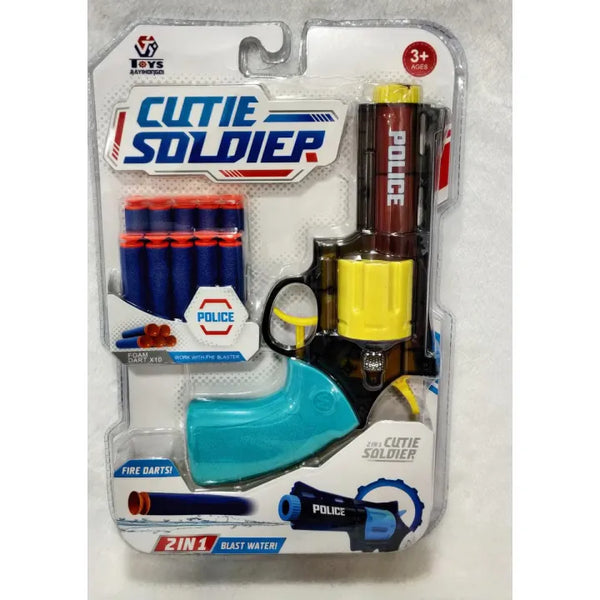 Cutie Soldier 2-in-1 Police Protector Blaster - Foam Darts & Water Blast!