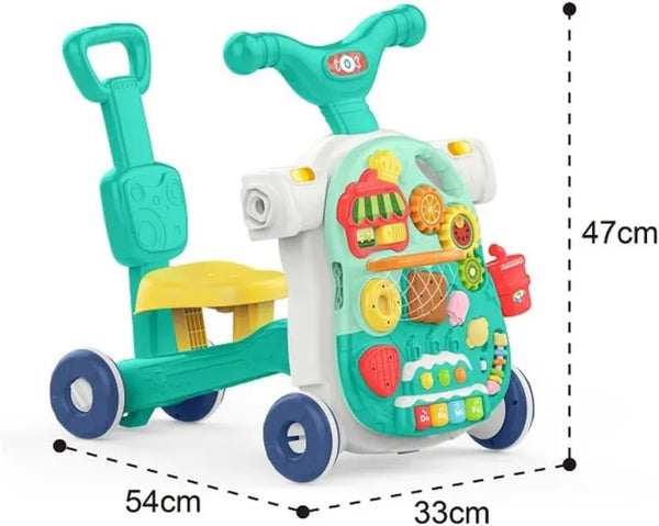 5 in 1 Baby Multifunction Walker, Game Panel, Sit-to-Stand Walker, Kids Multifunctional Activity
